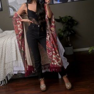 Urban Outfitters Fringe Poncho Sweater Cardigan